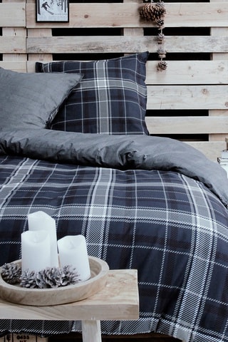 Conjunto de edredão em algodão 57 fios/cm² Winter Spirit Courchevel - Azul escuro