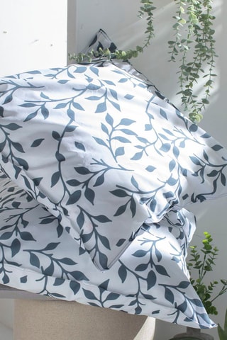 Conjunto de edredão em algodão Flower Garden - Azul e branco