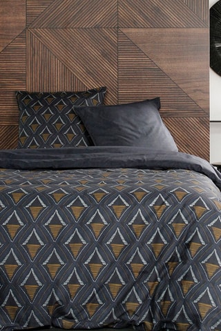 Conjunto de edredão em algodão 57 fios/cm² Teranga Nairobi - Azul-marinho