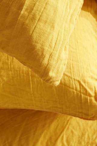 Conjunto de cama em gaze de algodão - Ocre