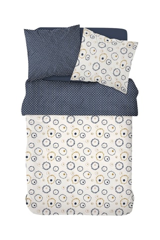 Conjunto de edredão em algodão 57 fios/cm² Sunshine - Branco e camel