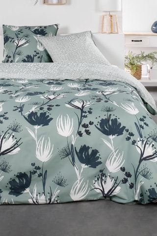 Conjunto de edredão em algodão 57 fios/cm² Sunshine - Verde-água e cinzento