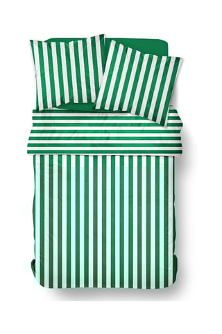 Conjunto de edredão em algodão Summer Stripe - Verde e branco