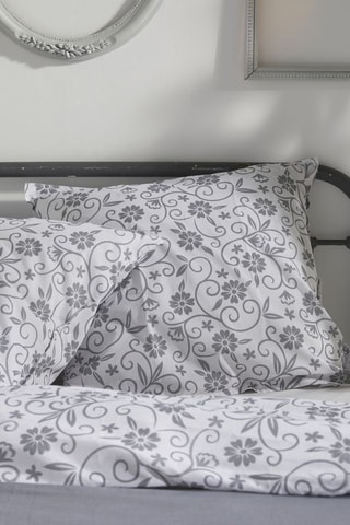 Conjunto de edredão em algodão 57 fios Charme - Cinzento e branco