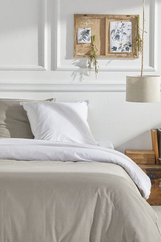 Conjunto de edredão em algodão 57 fios Charme - Bege e branco