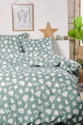 Conjunto de edredão em algodão 57 fios/cm² Sunshine - Verde-hortelã e branco
