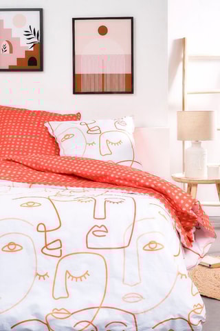 Conjunto de edredão em algodão Sunshine - Laranja e branco