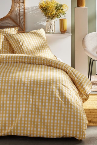 Conjunto de edredão em algodão 57 fios/cm² - Amarelo e branco
