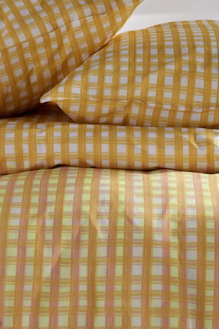 Conjunto de edredão em algodão 57 fios/cm² - Amarelo e branco