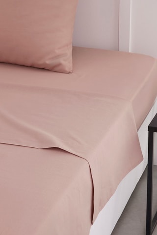 Lençol liso em algodão 57 fios/cm² Essential - Rosa