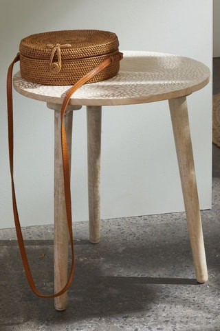 Mesa de centro em madeira Mango Wood - Natural - 40 x 40 x 15 cm