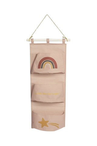 Organizador de parede com 3 bolsos - 80 x 30 cm - Rosa