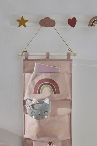 Organizador de parede com 3 bolsos - 80 x 30 cm - Rosa