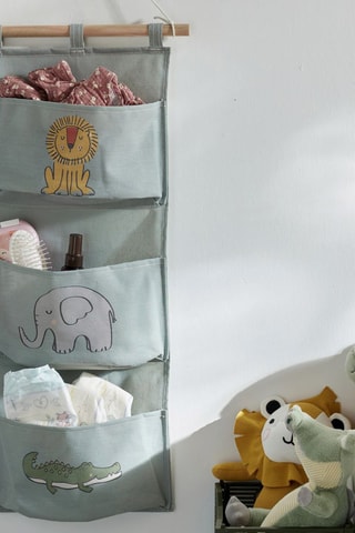 Organizador de parede com 3 bolsos - 80 x 30 cm - Verde