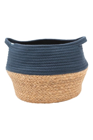 Cesto Factory - 27 cm - Azul-marinho e bege