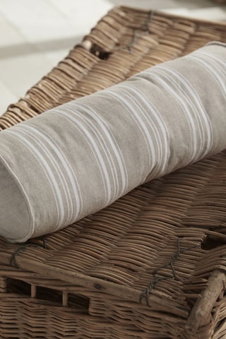 Almofada Polochon - Branco e bege - 45 x 15 cm