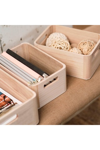 3 caixas em madeira Indies - 24 x 16,8 x 11 cm e 36,5 x 26,5 x 12 cm - Natural