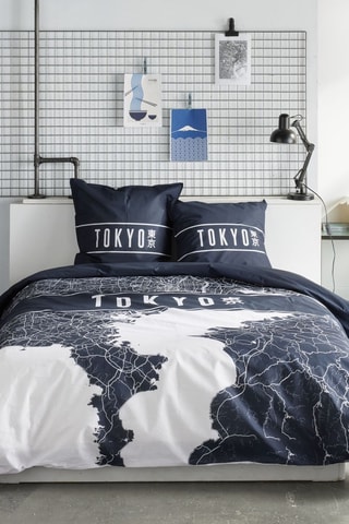Conjunto de edredão em algodão 57 fios/cm² Java - Azul-marinho