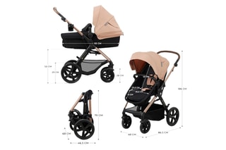 4-in-1 Kinderwagen + Accessoires Moov 2 EVA Wheels - Vanaf de Geboorte - Tot 27 kg - Zwart en beige