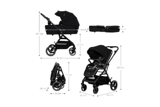 2-in-1 Kinderwagen Yoxi - Vanaf de Geboorte - Tot 22 kg - Zwart