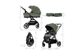 2-in-1 Kinderwagen Yoxi - Vanaf de Geboorte - Tot 22 kg - Groen
