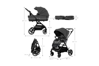2-in-1 Kinderwagen Yoxi - Vanaf de Geboorte - Tot 22 kg - Grijs