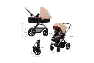 Kinderwagen Trio + Accessoires Moov 2 - Vanaf de Geboorte - Tot 27 kg - Beige