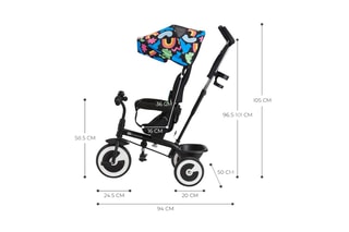 Driewieler Aston Happy Shapes - Zwart - 9 Maanden t/m 5 Jaar