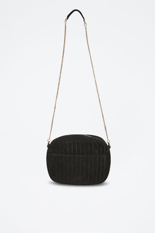 Sac bandoulière en croûte de cuir - Noir