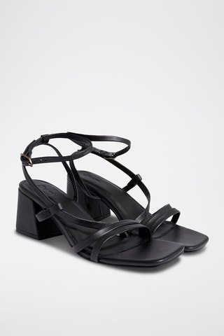 Sandales à talons en cuir - Noir