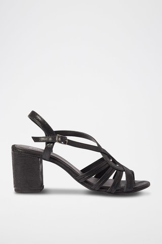 Sandales à talons en cuir - Noir