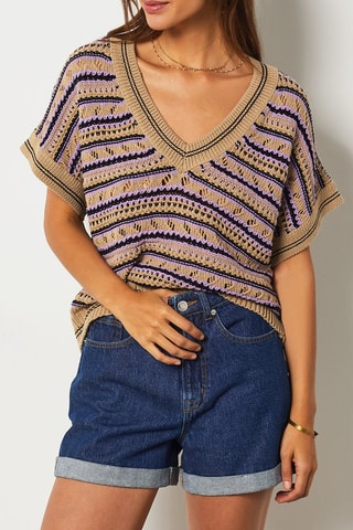 Pull - Taupe et rose