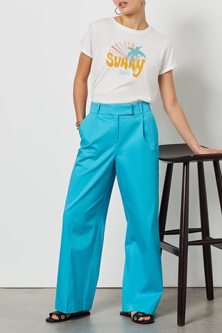 Pantalon wide legs taille haute Turquoise