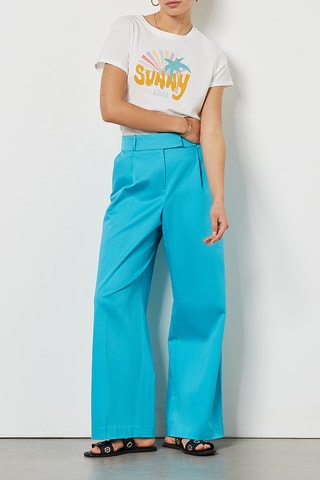 Pantalon wide legs taille haute Turquoise