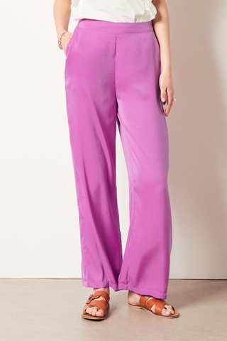 Pantalon wide legs taille haute Rose
