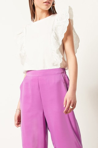 Pantalon wide legs taille haute Rose