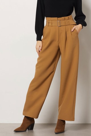 Pantalon taille haute - Marron