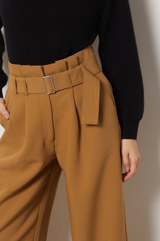 Pantalon taille haute - Marron