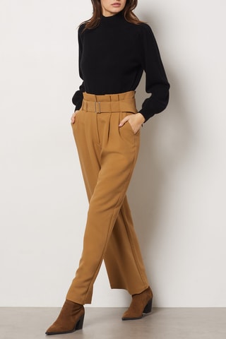 Pantalon taille haute - Marron