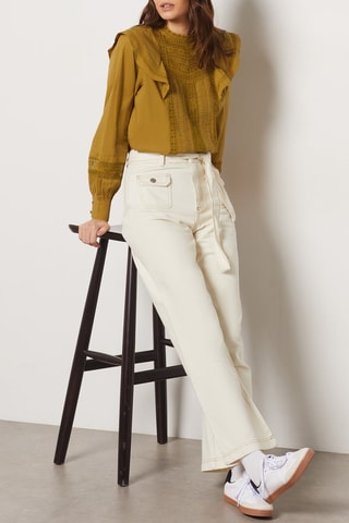 Pantalon taille haute - Ecru