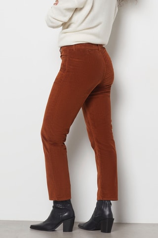 Pantalon cigarette en velours - Marron