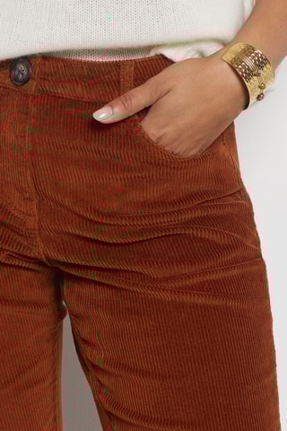 Pantalon cigarette en velours - Marron