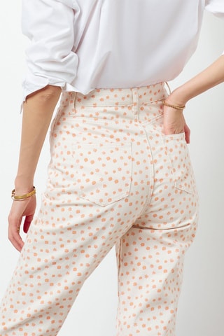 Pantalon droit 7/8 taille haute Multicolore