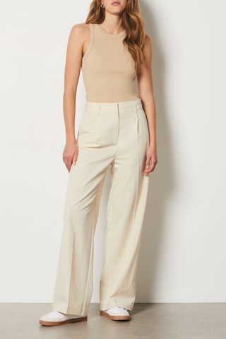 Pantalon droit taile haute - Beige