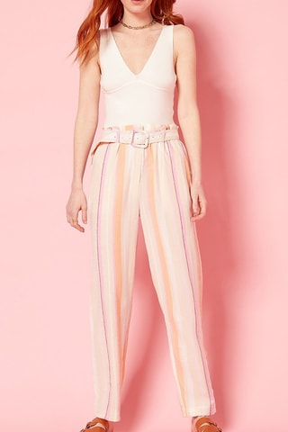 Pantalon droit taille haute en lin Orange