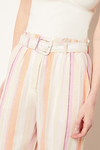 Pantalon droit taille haute en lin Orange