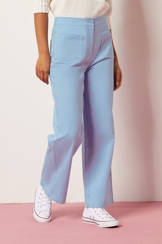 Pantalon droit taille haute Ciel