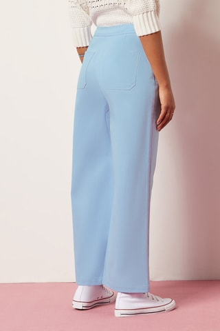 Pantalon droit taille haute Ciel