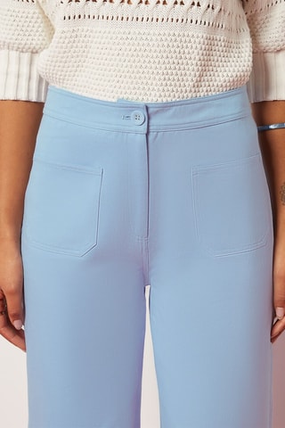 Pantalon droit taille haute Ciel