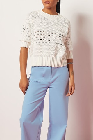 Pantalon droit taille haute Ciel